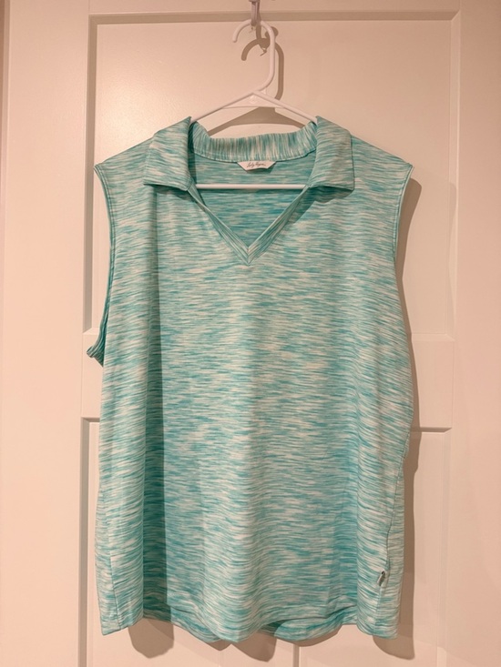 Lady Hagen Tops - Lady Hagen Aqua Sleeveless Polo Golf Tank